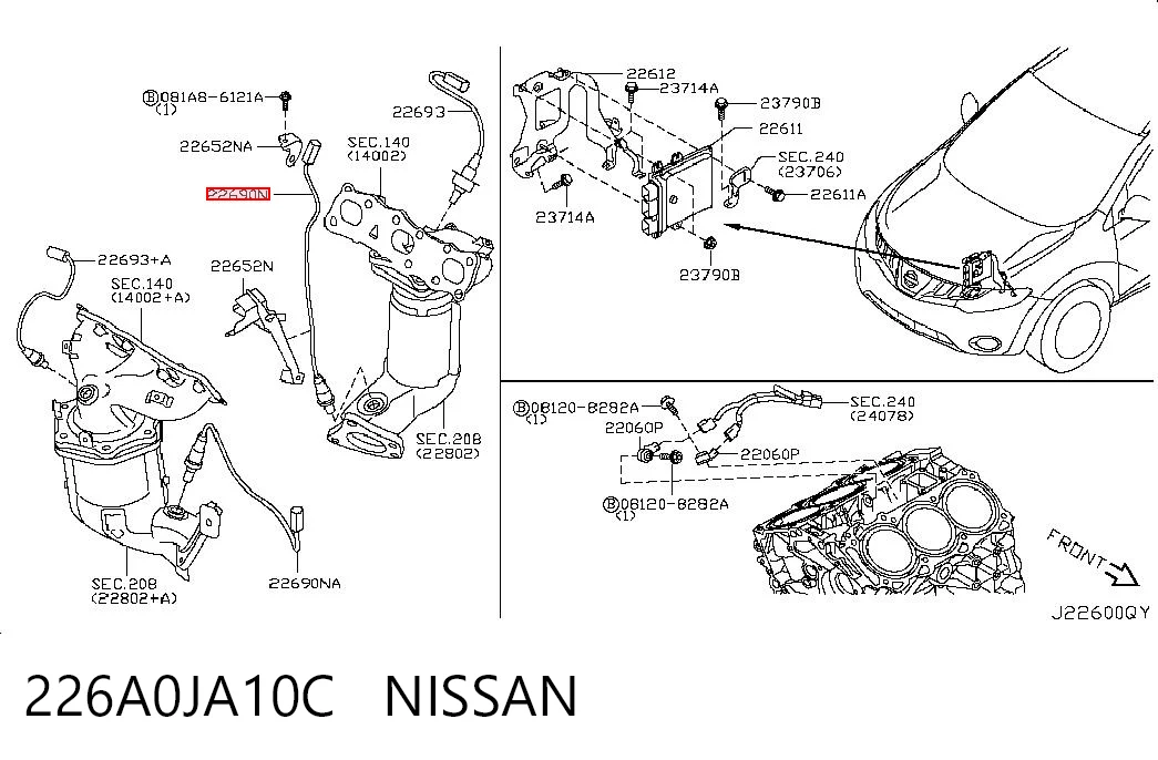 226A0JA10C Nissan/Infiniti Sonda lambda czujnik tlenu po katalizatorze
