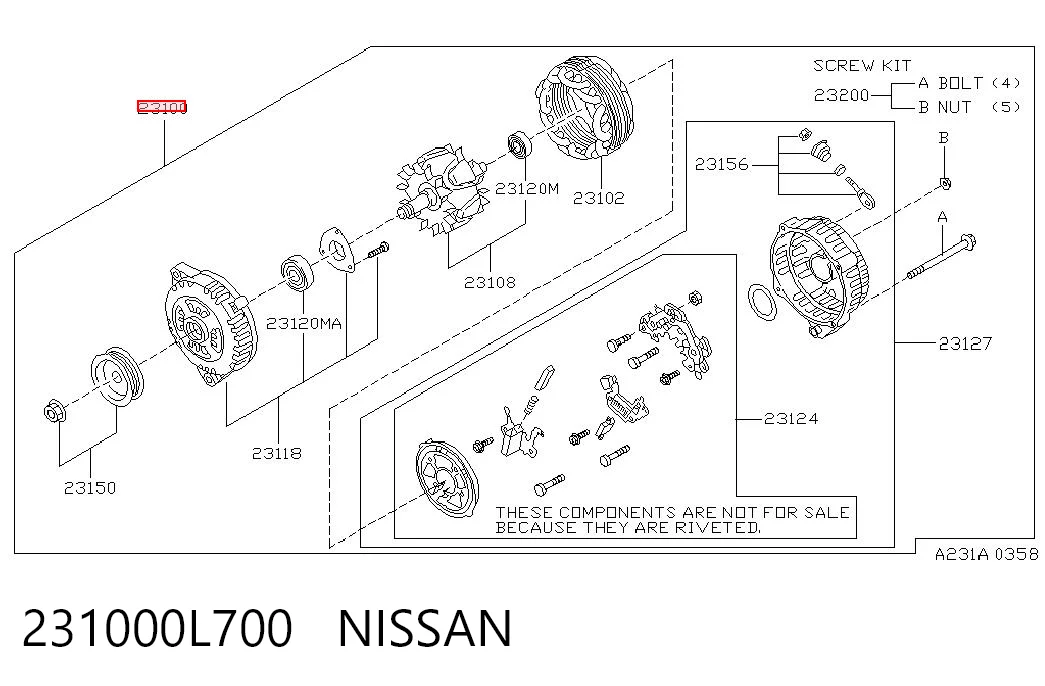 231000L700 Nissan/Infiniti Alternator