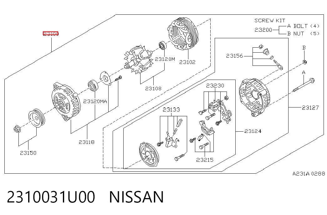 2310031U00 Nissan/Infiniti Alternator