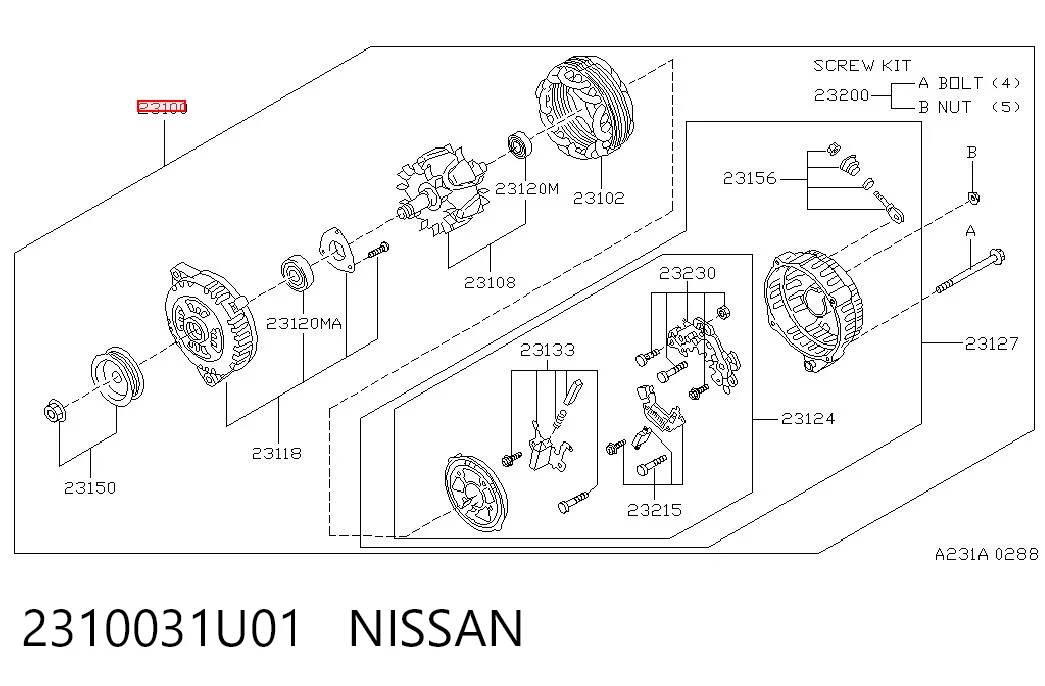 2310031U01 Nissan/Infiniti Alternator