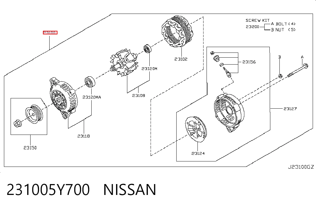 231005Y700 Nissan/Infiniti Alternator