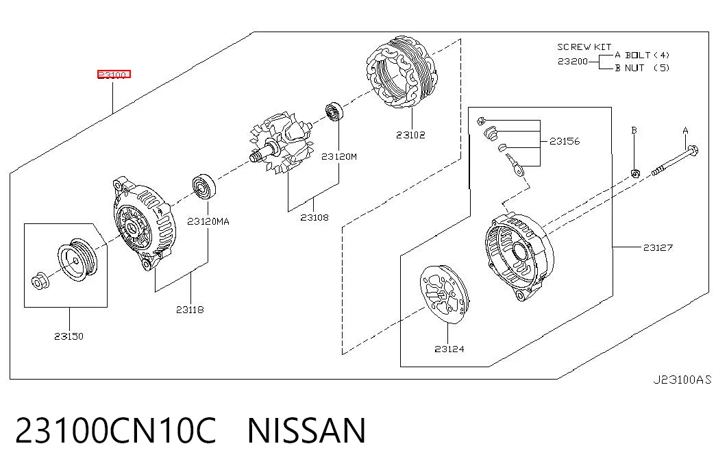 23100CN10C Nissan/Infiniti Alternator