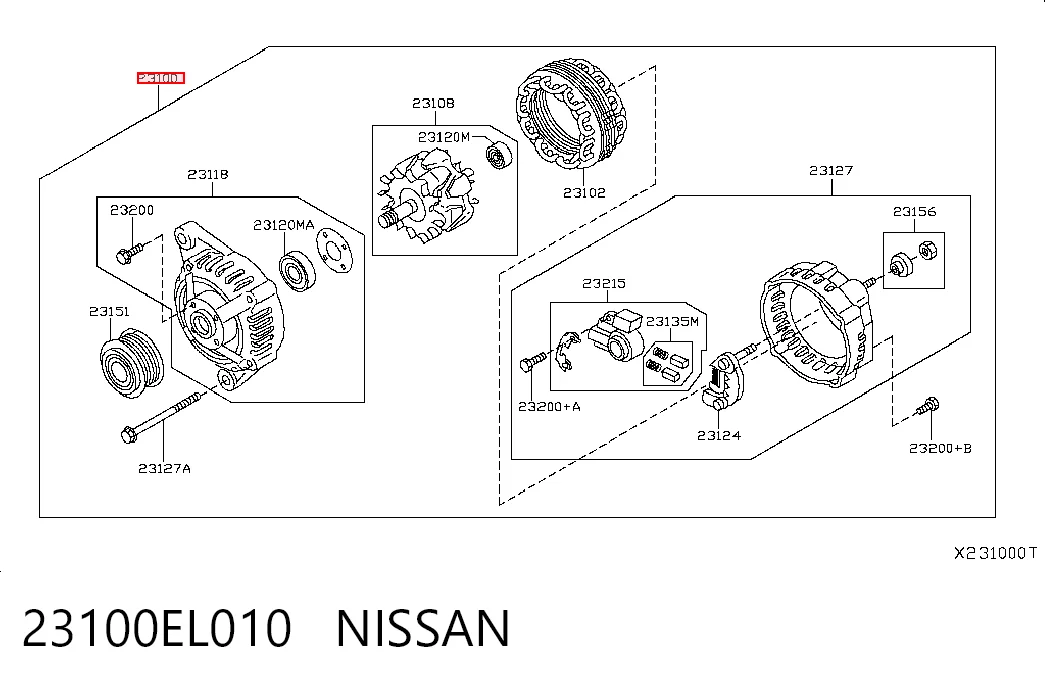 23100EL010 Nissan/Infiniti Alternator