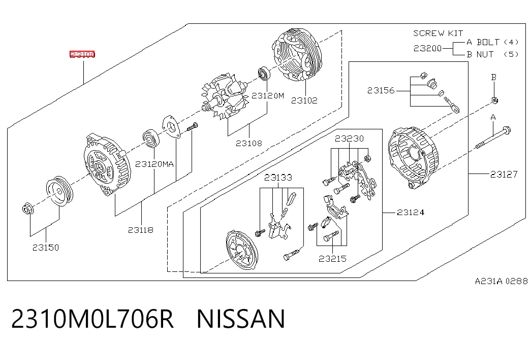 2310M0L706R Nissan/Infiniti Alternator