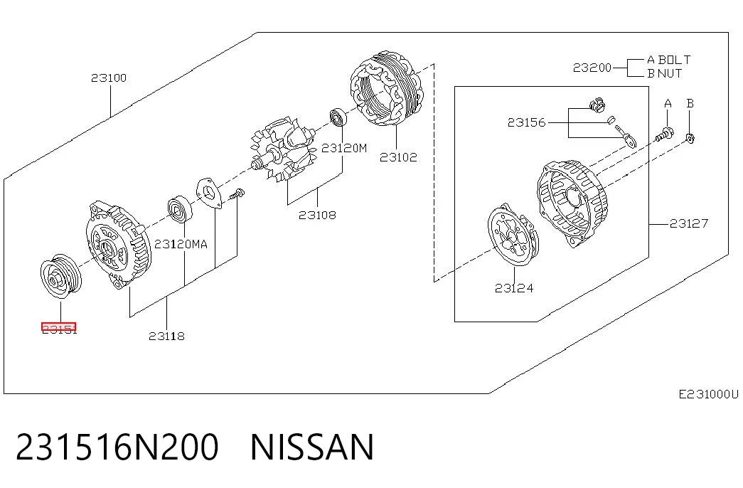  Koło pasowe alternatora Nissan Teana 