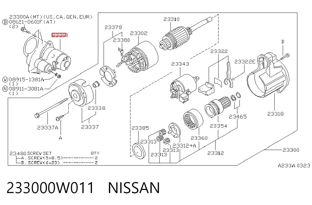 233000W011 Nissan/Infiniti Rozrusznik