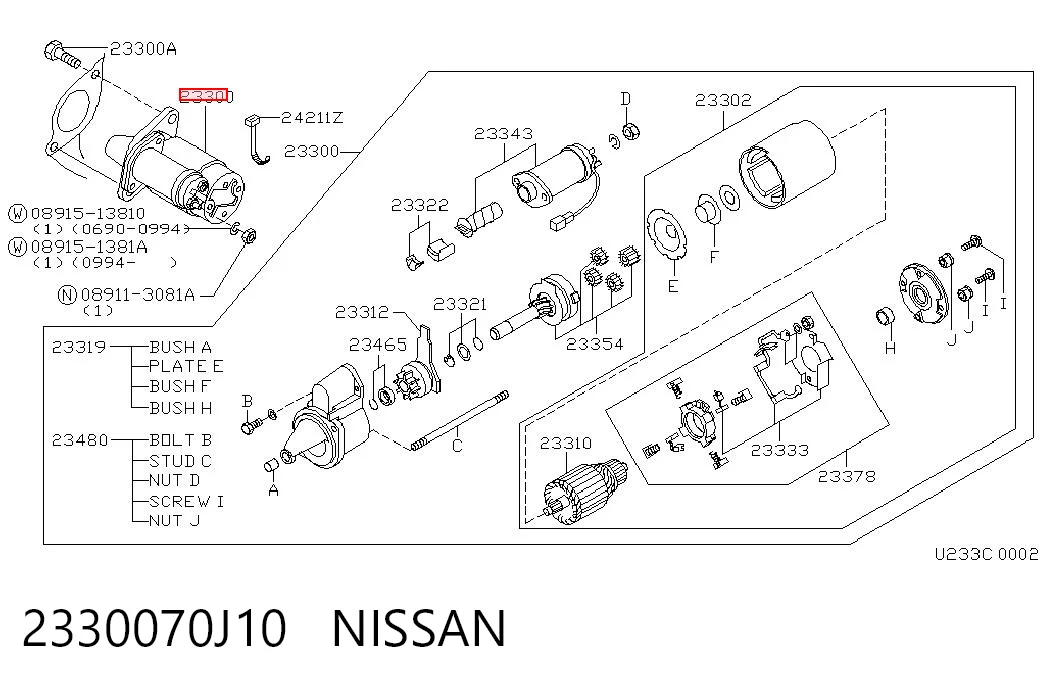 2330070J10 Nissan/Infiniti Rozrusznik