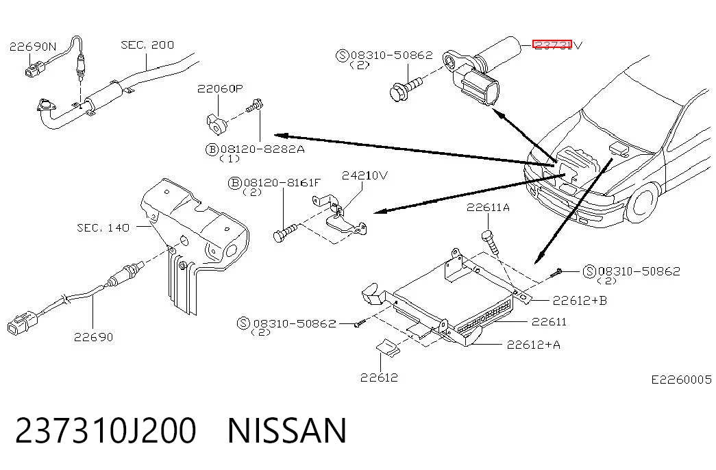 237310J200 Nissan/Infiniti Czujnik położenia wału korbowego