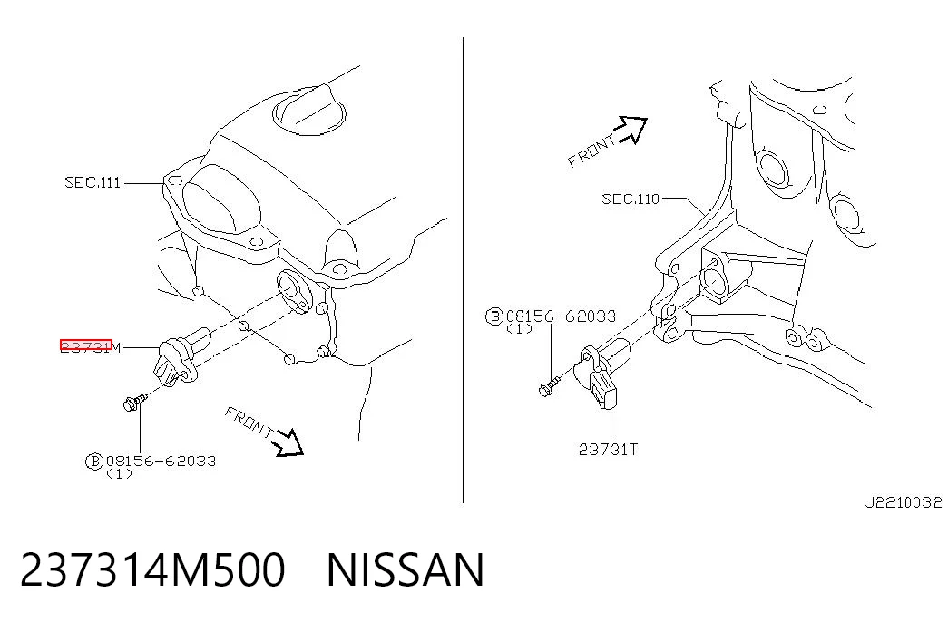 237314M500 Nissan/Infiniti Czujnik położenia wałka rozrządu