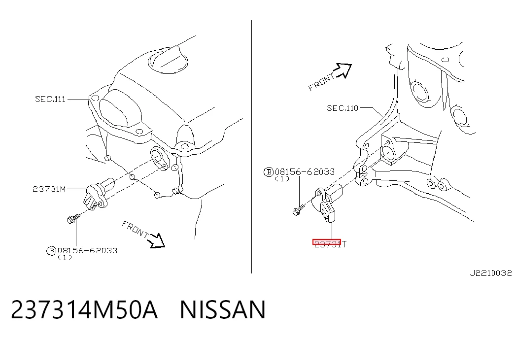 237314M50A Nissan/Infiniti Czujnik położenia wałka rozrządu