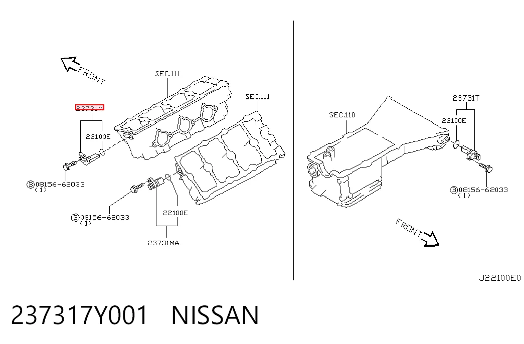 237317Y001 Nissan/Infiniti Czujnik położenia wałka rozrządu