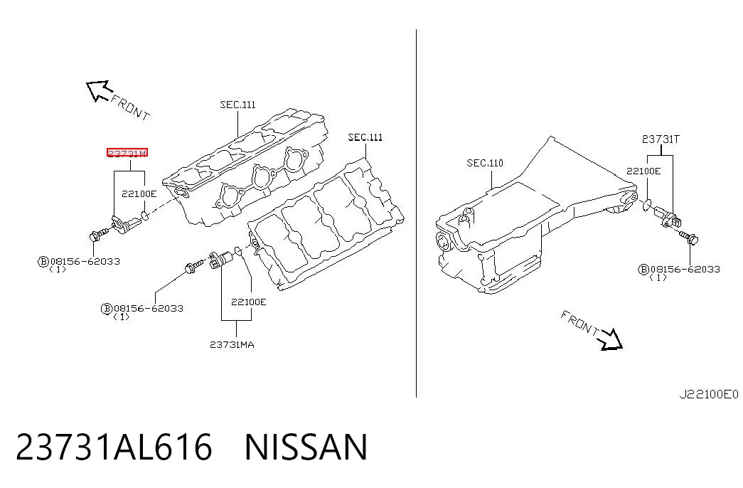 23731AL616 Nissan/Infiniti Czujnik położenia wałka rozrządu