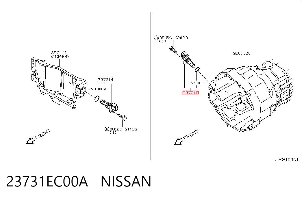 23731EC00A Nissan/Infiniti Czujnik położenia wału korbowego
