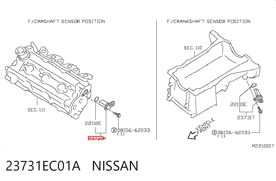 23731EC01A Nissan/Infiniti Czujnik położenia wałka rozrządu