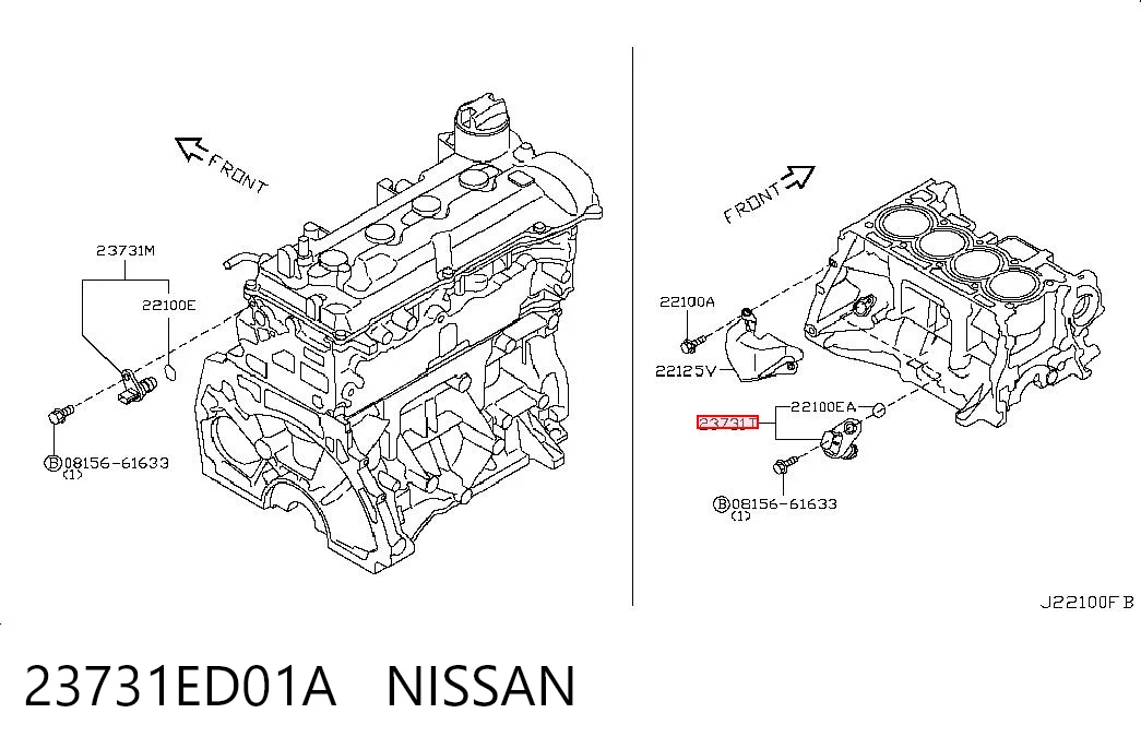23731ED01A Nissan/Infiniti Czujnik położenia wału korbowego