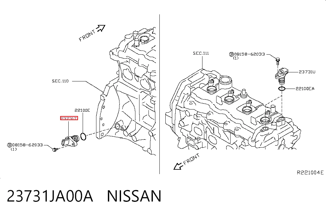 23731JA00A Nissan/Infiniti Czujnik położenia wału korbowego
