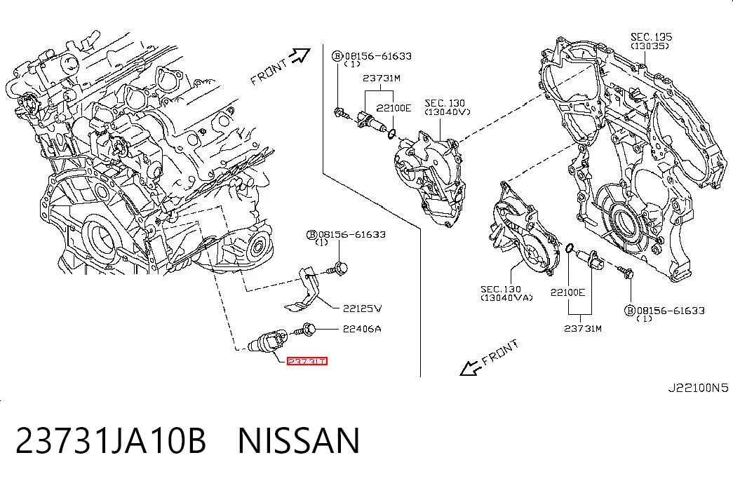 23731JA10B Nissan/Infiniti Czujnik położenia wału korbowego