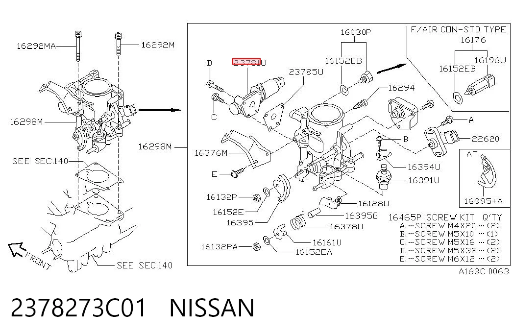Do koszyka Regulator biegu jałowego Nissan Almera I N15