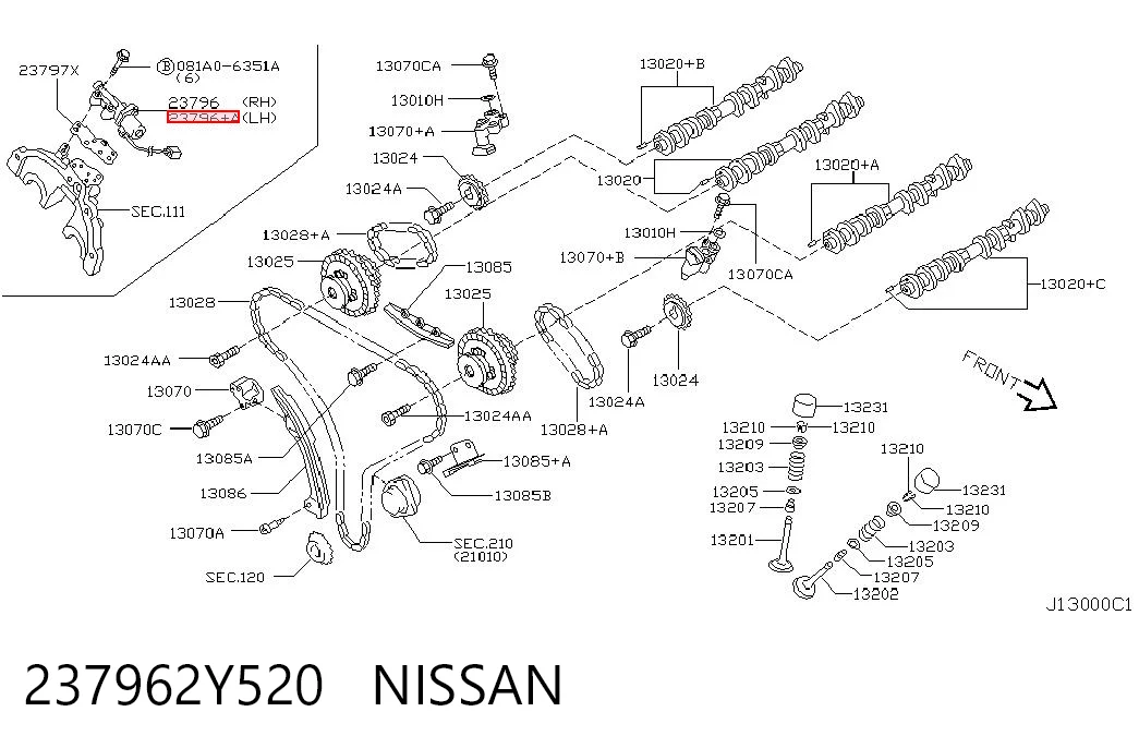237962Y520 Nissan/Infiniti Zawór elektromagnetyczny położenia (faz) wałka rozrządu lewy