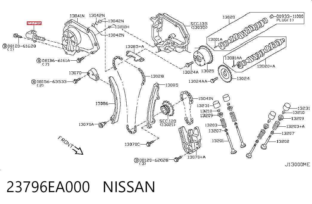 23796EA000 Nissan/Infiniti Zawór elektromagnetyczny położenia (faz) wałka rozrządu lewy