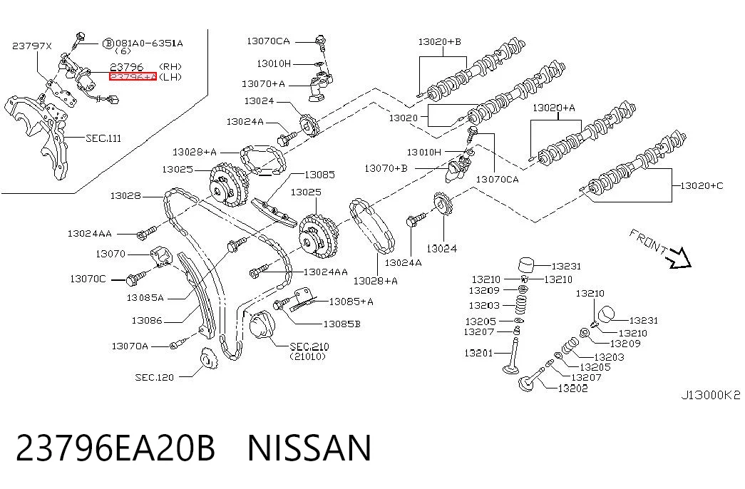 23796EA20B Nissan/Infiniti Zawór elektromagnetyczny położenia (faz) wałka rozrządu lewy