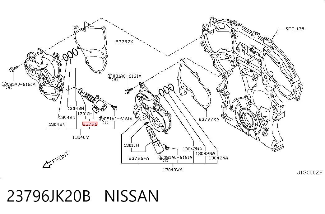 23796JK20B Nissan/Infiniti Zawór elektromagnetyczny położenia (faz) wałka rozrządu prawy