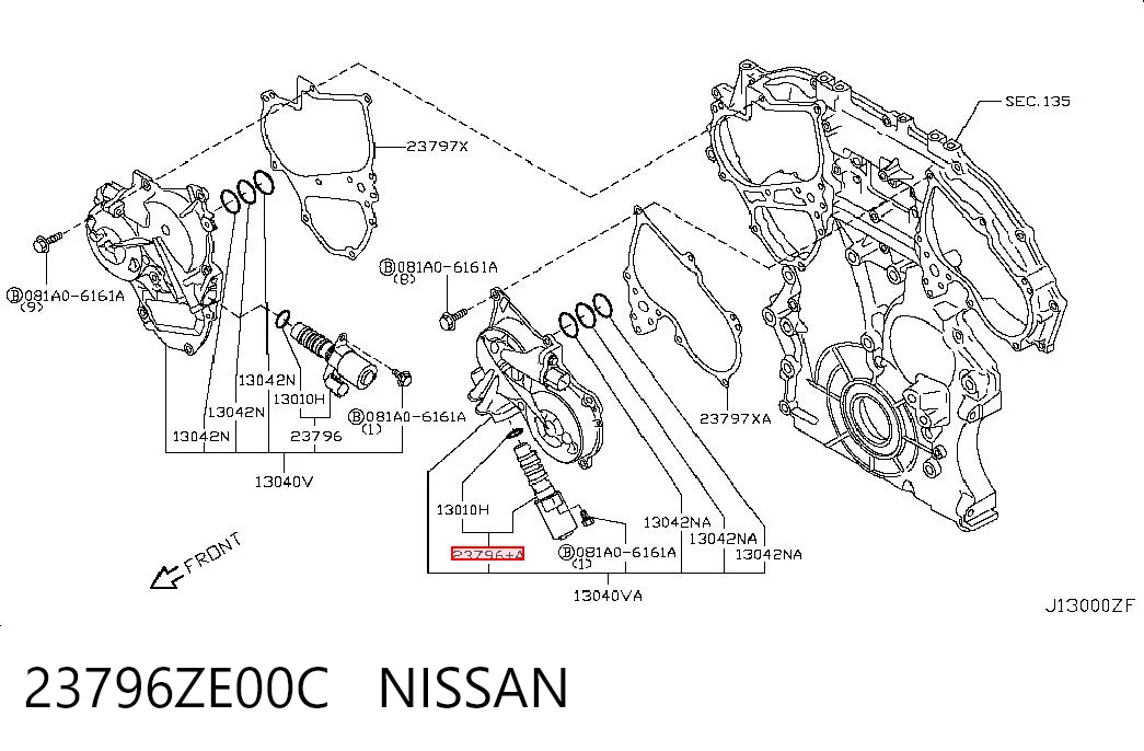 23796ZE00C Nissan/Infiniti Zawór elektromagnetyczny położenia (faz) wałka rozrządu lewy