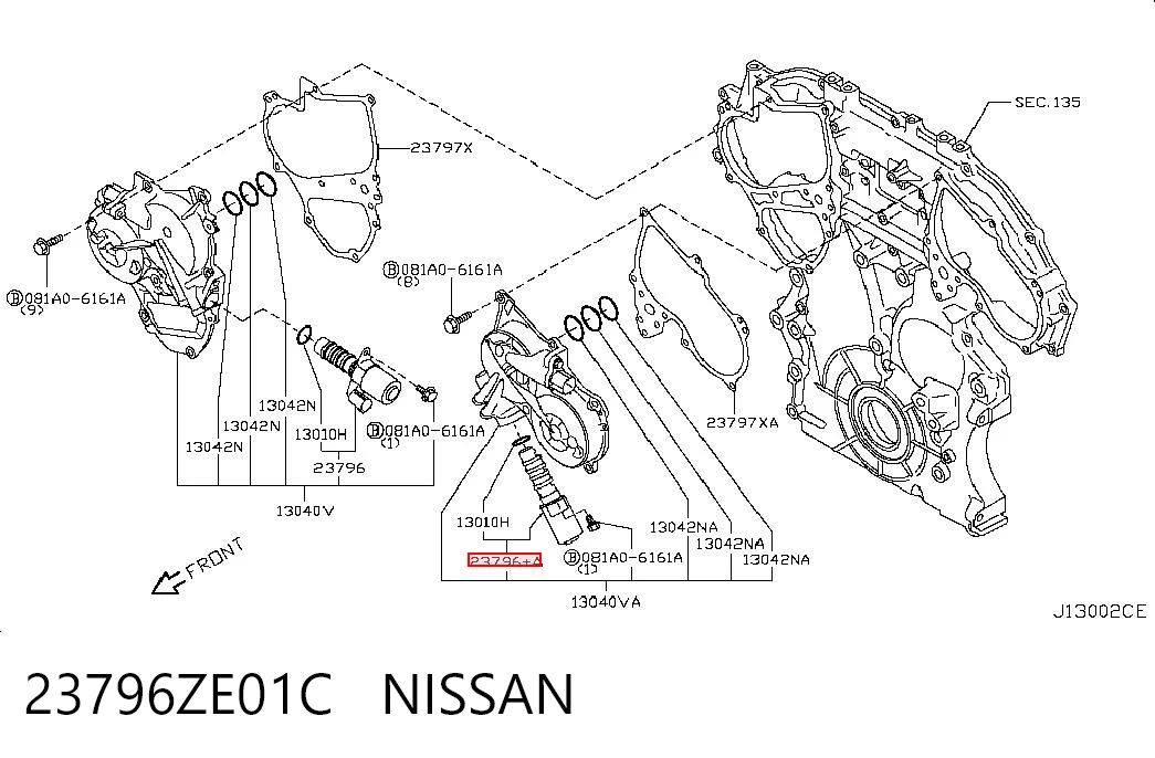 23796ZE01C Nissan/Infiniti Zawór elektromagnetyczny położenia (faz) wałka rozrządu lewy