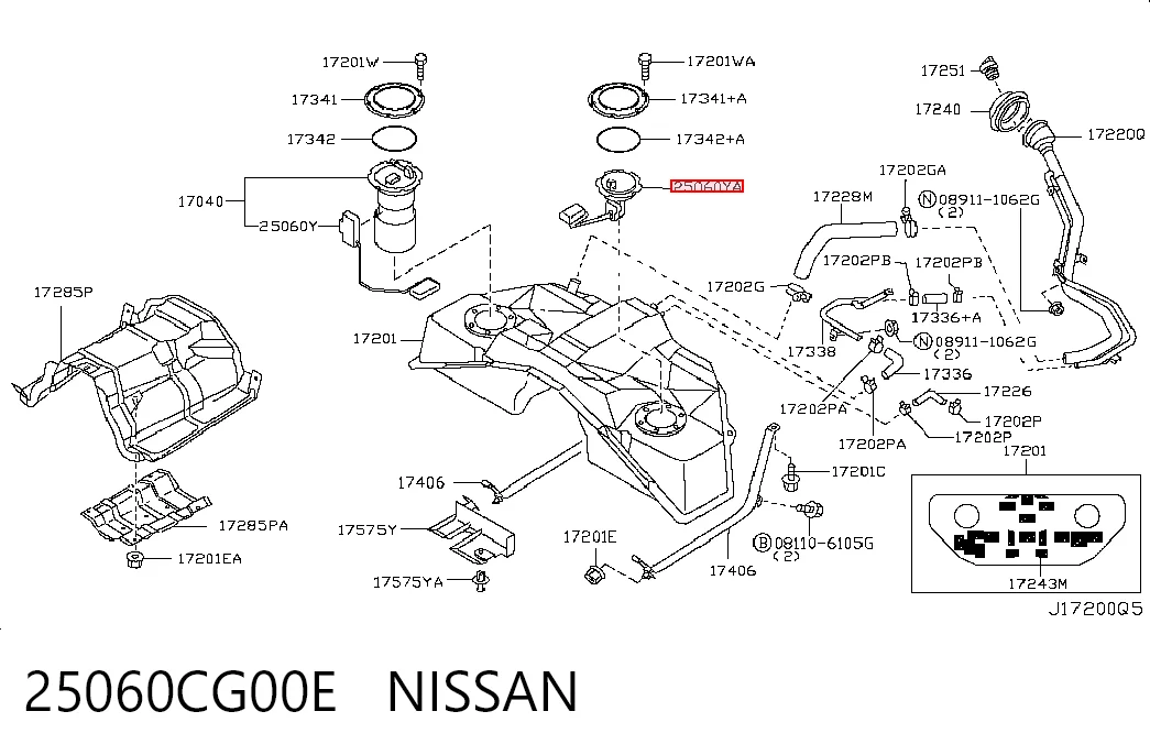 25060CG00E Nissan/Infiniti Czujnik poziomu paliwa w zbiorniku