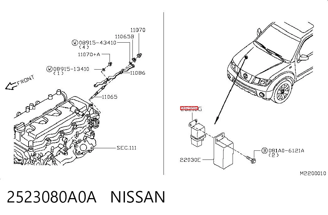 2523080A0A Nissan/Infiniti Przekaźnik świec żarowych