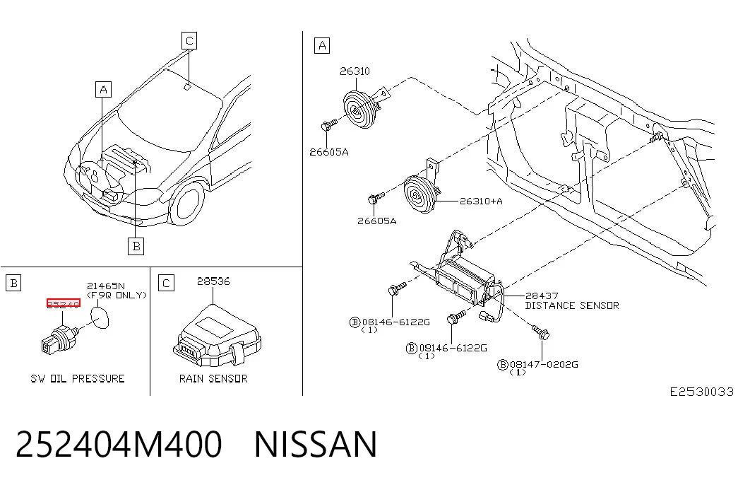 Do koszyka Czujnik ciśnienia oleju Nissan X-Trail  T30
