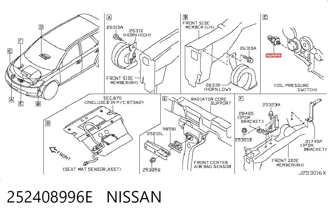 252408996E Nissan/Infiniti Czujnik ciśnienia oleju