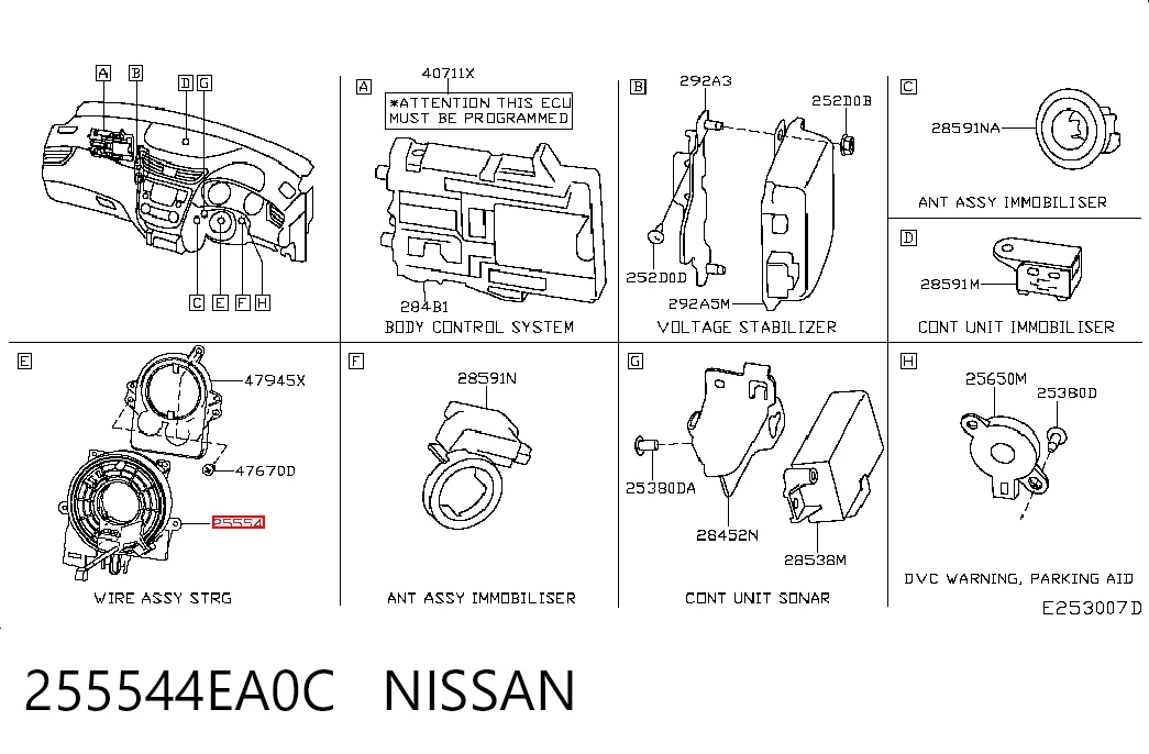 Pierścień kontaktowy AIRBAG, taśma kierownicy  do Nissan Qashqai II J11