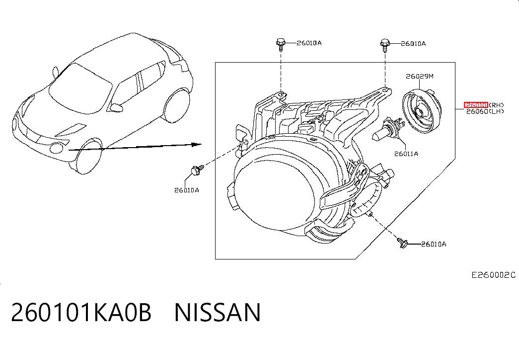 Reflektor prawy do Nissan JUKE JPN F15