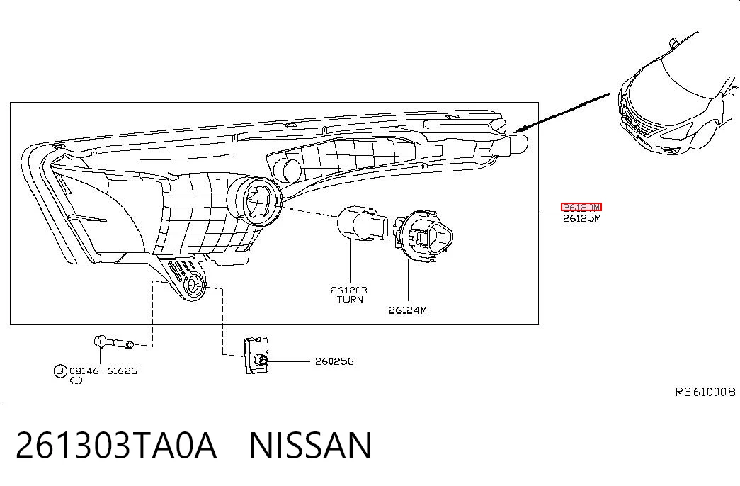261303TA0A Nissan/Infiniti Kierunkowskaz prawy