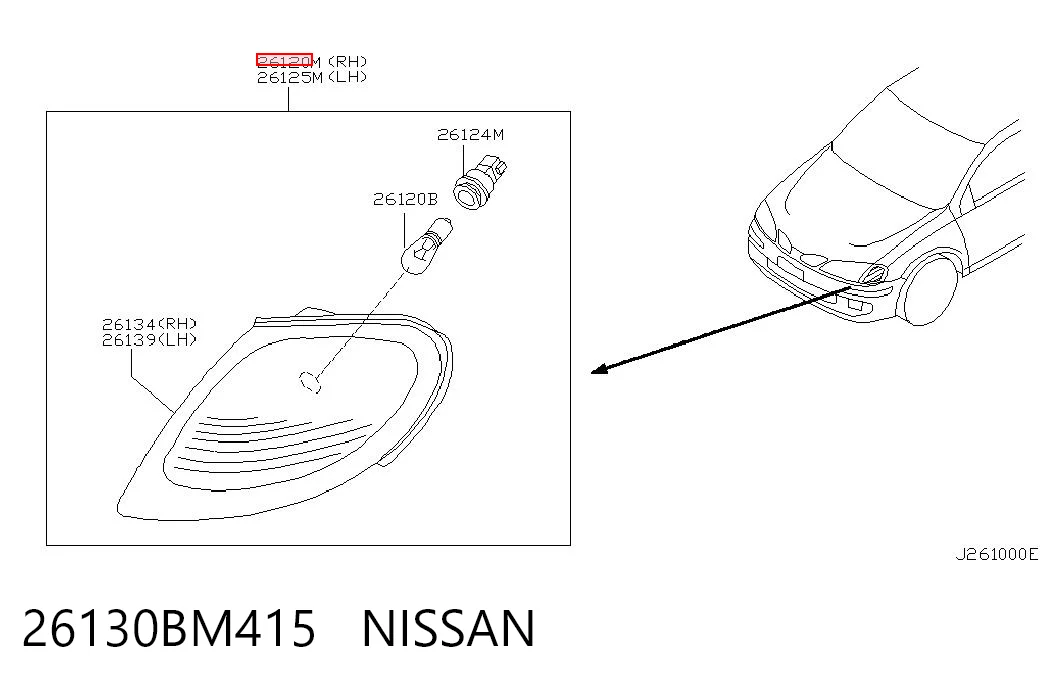 Kierunkowskaz prawy Nissan Almera II sedana (N16) (2000 - 2006) cena, od 28,34 USD