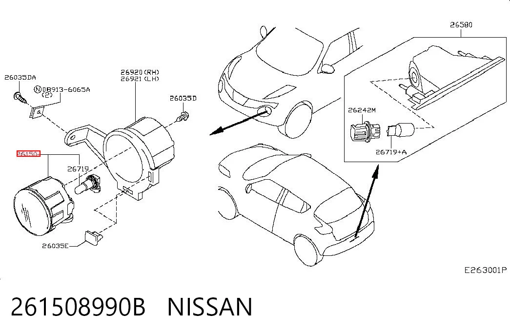 261508990B Nissan/Infiniti Lampa przeciwmgielna lewa/prawa