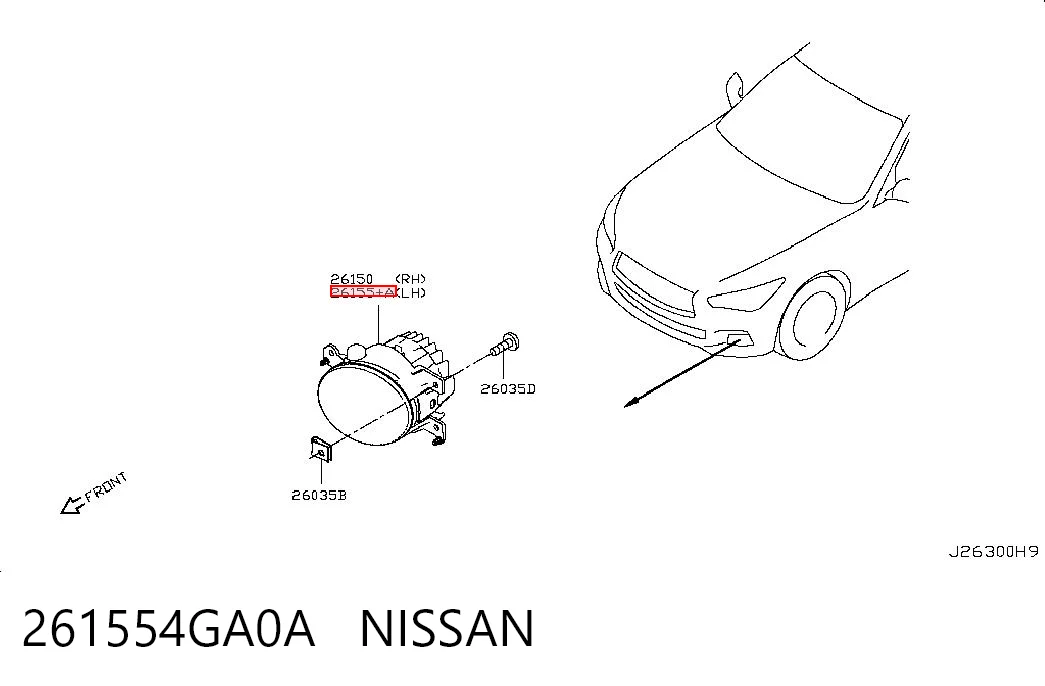 261554GA0A Nissan/Infiniti Lampa przeciwmgielna lewa