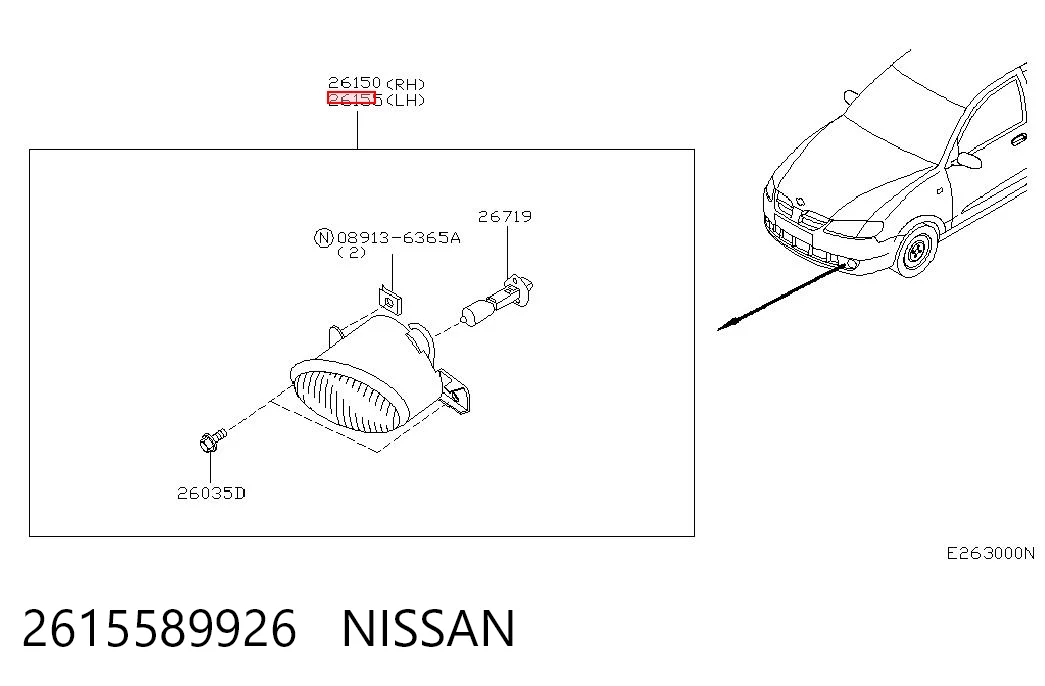 Lampa przeciwmgielna lewa do Nissan Almera II N16