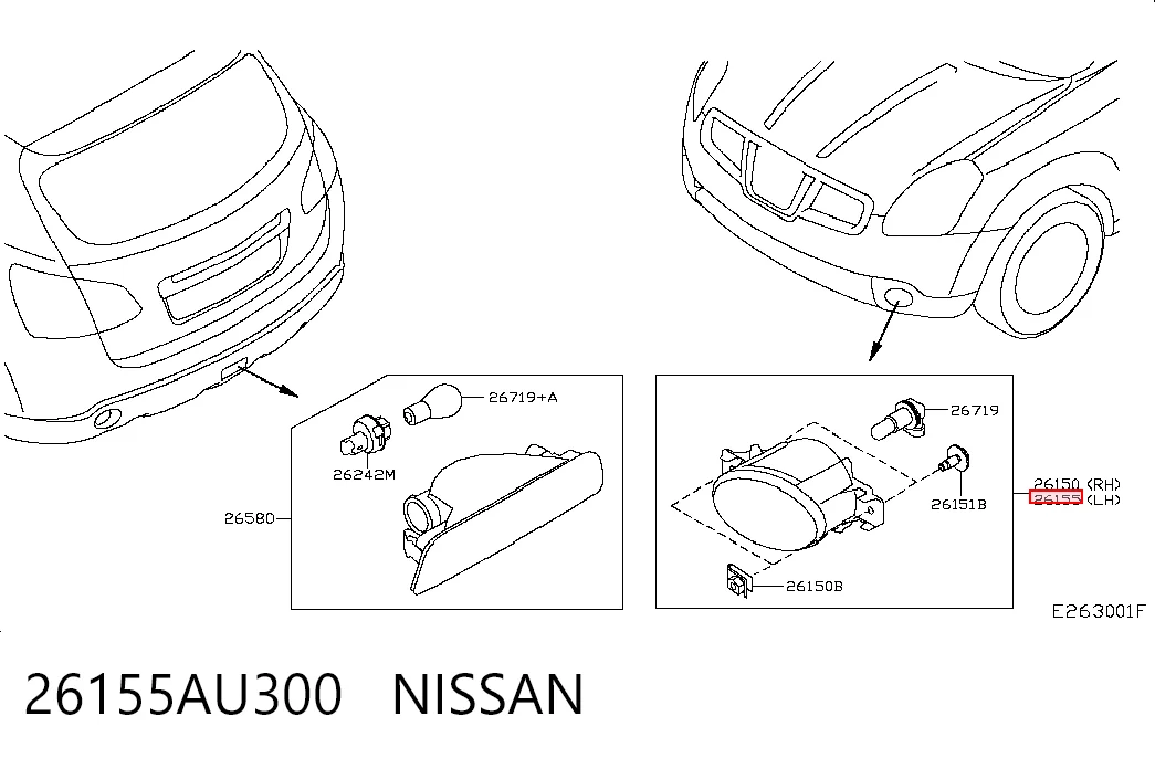 Lampa przeciwmgielna lewa do Nissan Navara NP300 IV D23, D23T