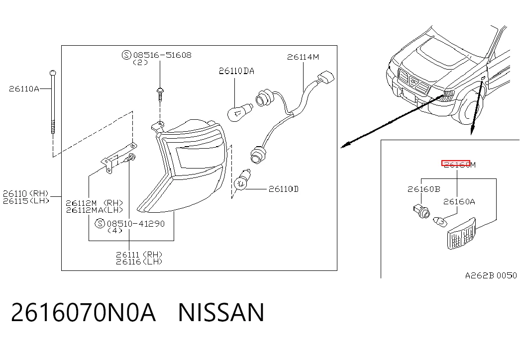 Powtarzacz kierunkowskazu na błotniku do Nissan Patrol  Y61