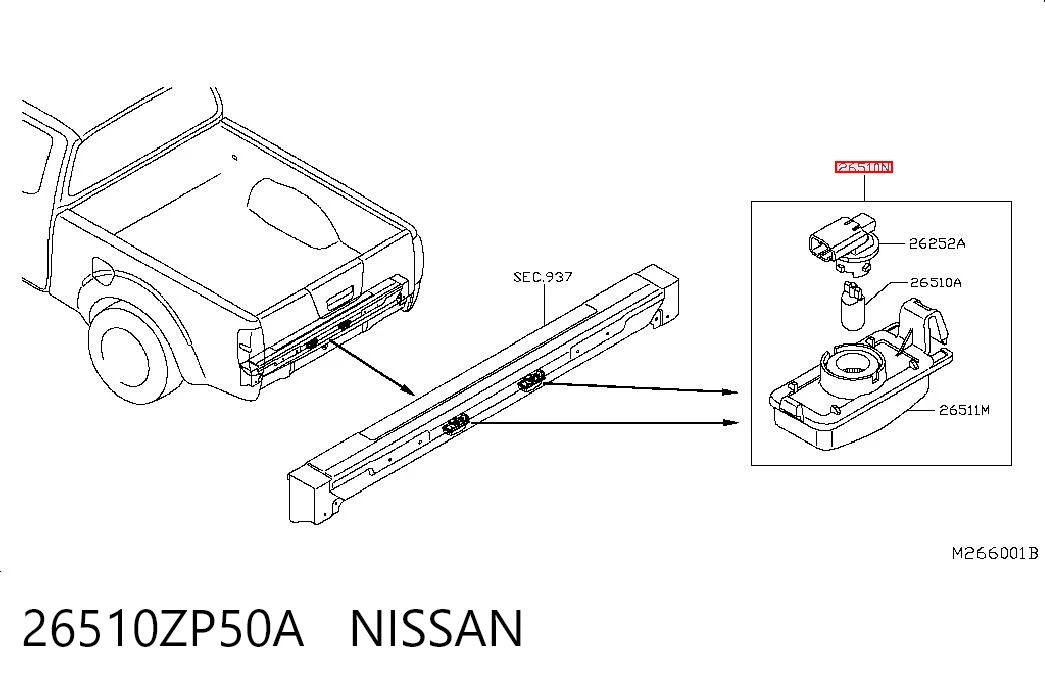 Lampa oświetlenia tylnej tablicy rejestracyjnej do Nissan Navara NP300 III D40