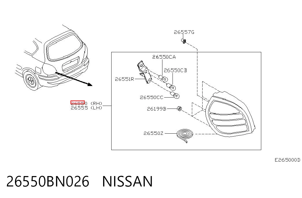 Lampa zespolona tylna prawa do Nissan Almera II N16