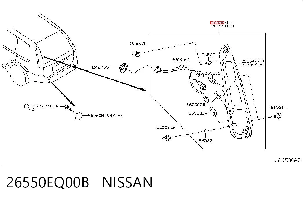 Lampa zespolona tylna prawa do Nissan X-Trail  T30