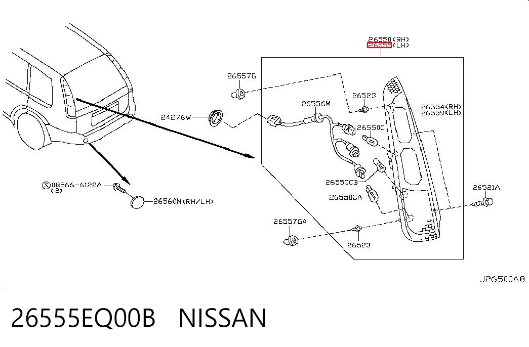 Lampa zespolona tylna lewa do Nissan X-Trail  T30