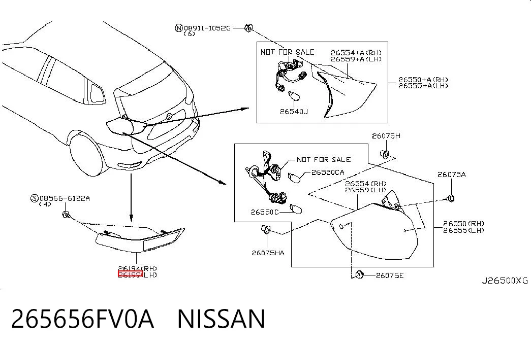 265656FV0A Nissan/Infiniti Lampa odblaskowa zderzaka tylnego lewa