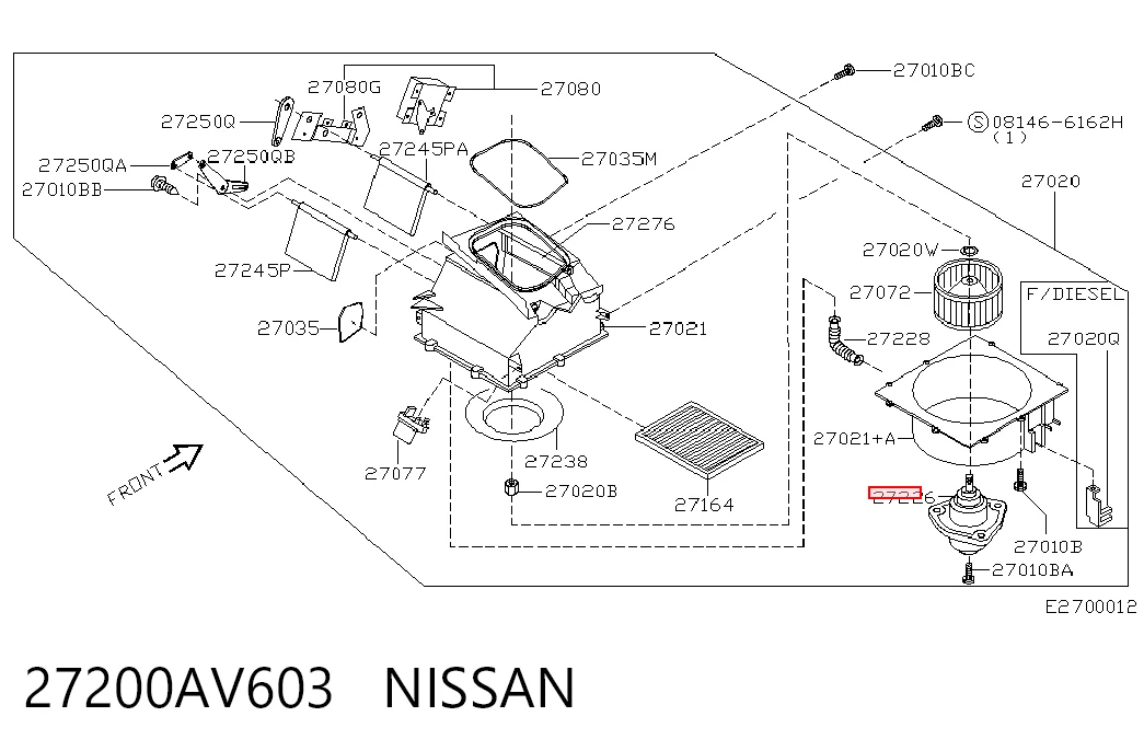 Silniczek wentylatora nagrzewnicy (ogrzewacza wnętrza) do Nissan Almera II N16