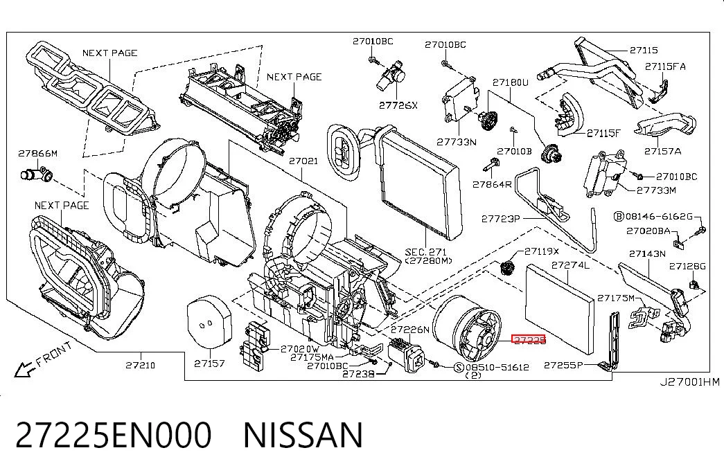 27225EN000 Nissan/Infiniti Silniczek wentylatora nagrzewnicy (ogrzewacza wnętrza)
