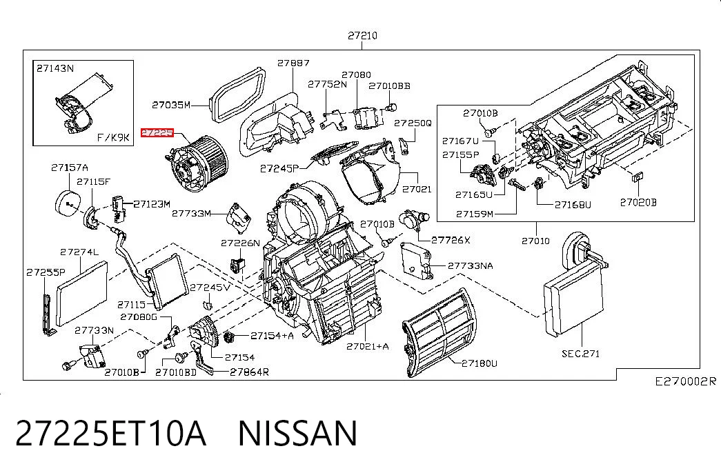 27225ET10A Nissan/Infiniti Silniczek wentylatora nagrzewnicy (ogrzewacza wnętrza)