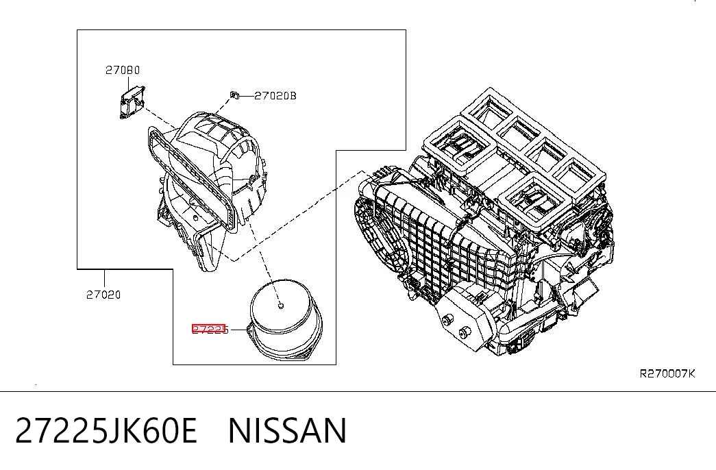 27225JK60E Nissan/Infiniti Silniczek wentylatora nagrzewnicy (ogrzewacza wnętrza)